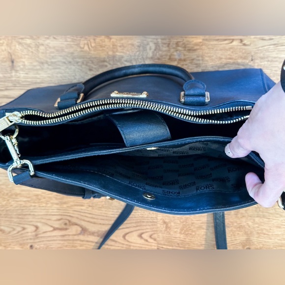 Michael Kors Black Saffiano Leather Satchel Handbag - Picture 9 of 11